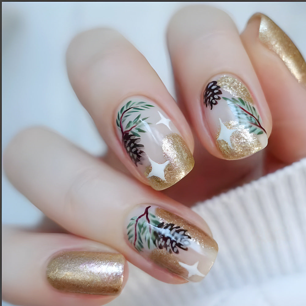 Artistic Holiday-Themed Press-On Nail Art Bowlift
