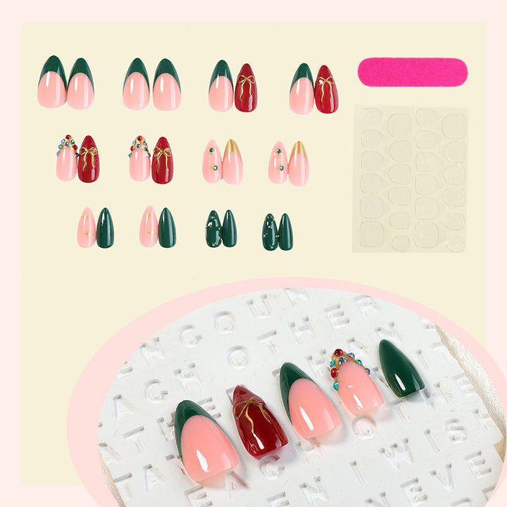 Premium Multicolor Press-On Nail Set with Decorative Accents Bowlift