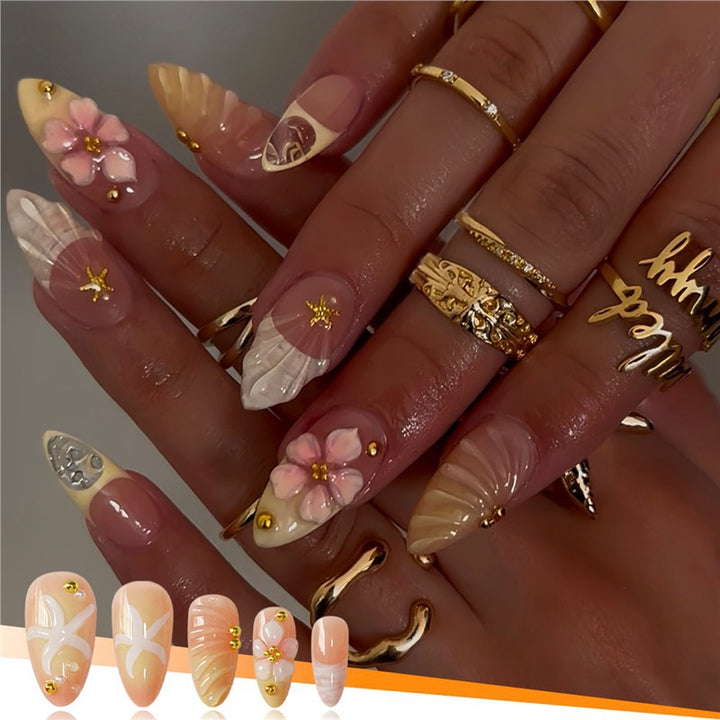 Elegant Floral Design Nail Set Bowlift