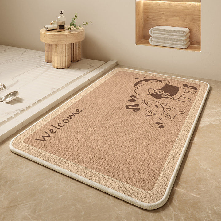 Cartoon Dog-Themed Bath Mat Bowlift