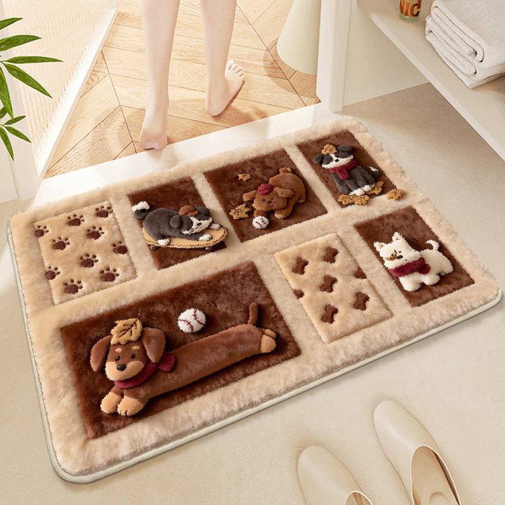 Cute Cartoon Animal-Themed Plush Bath Mat