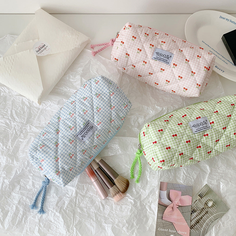 Quilted Cherry Print Pencil Case Bowlift