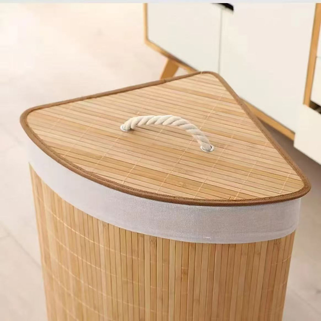 Practical Laundry Basket Made of Bamboo with Lid Bowlift