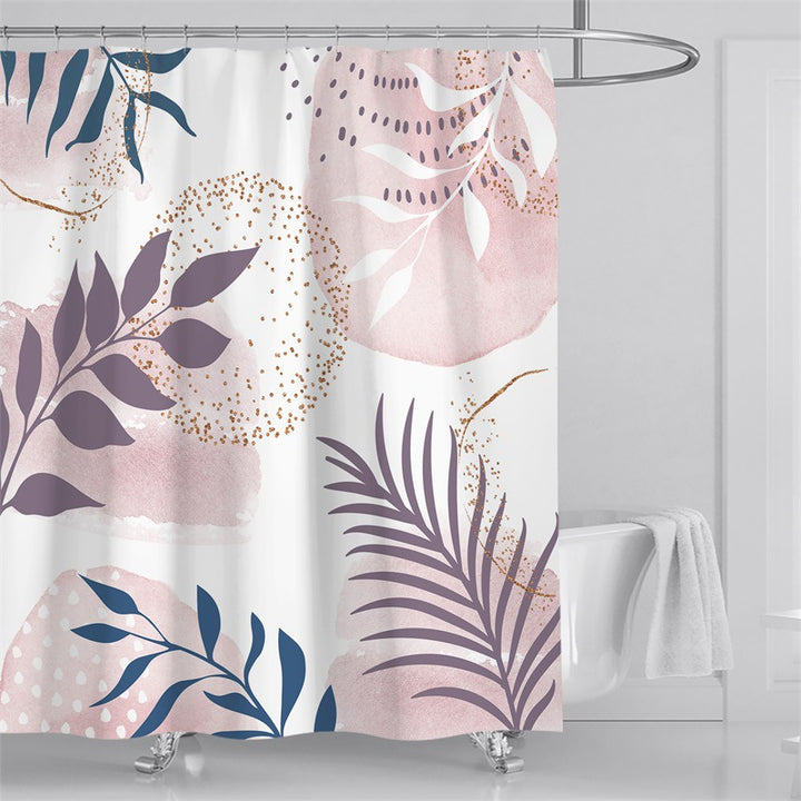 Tropical Leaf Print Shower Curtain Bowlift