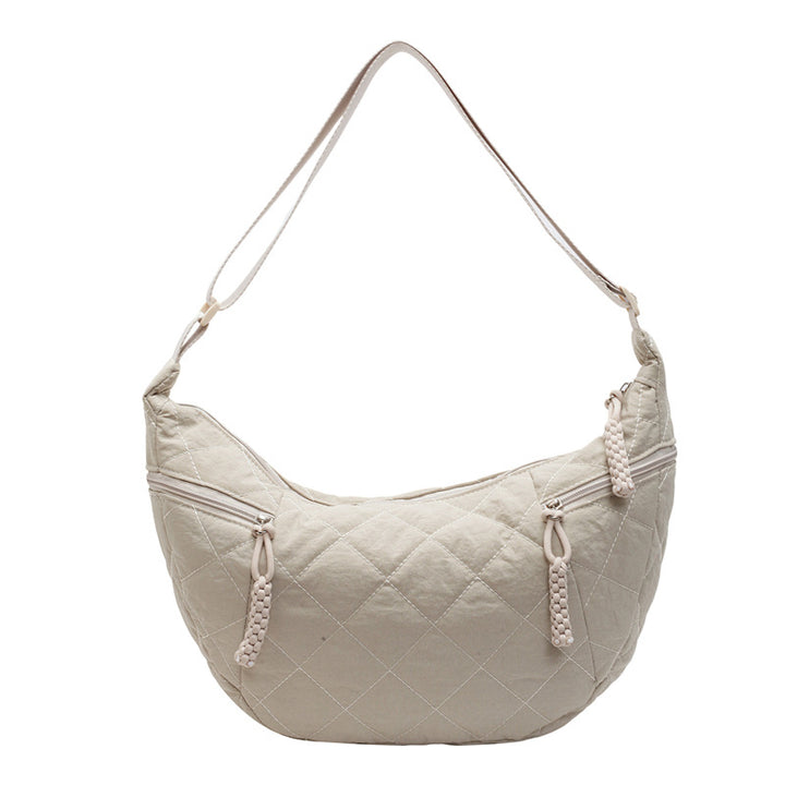Quilted Soft Fabric Hobo Handbag Bowlift
