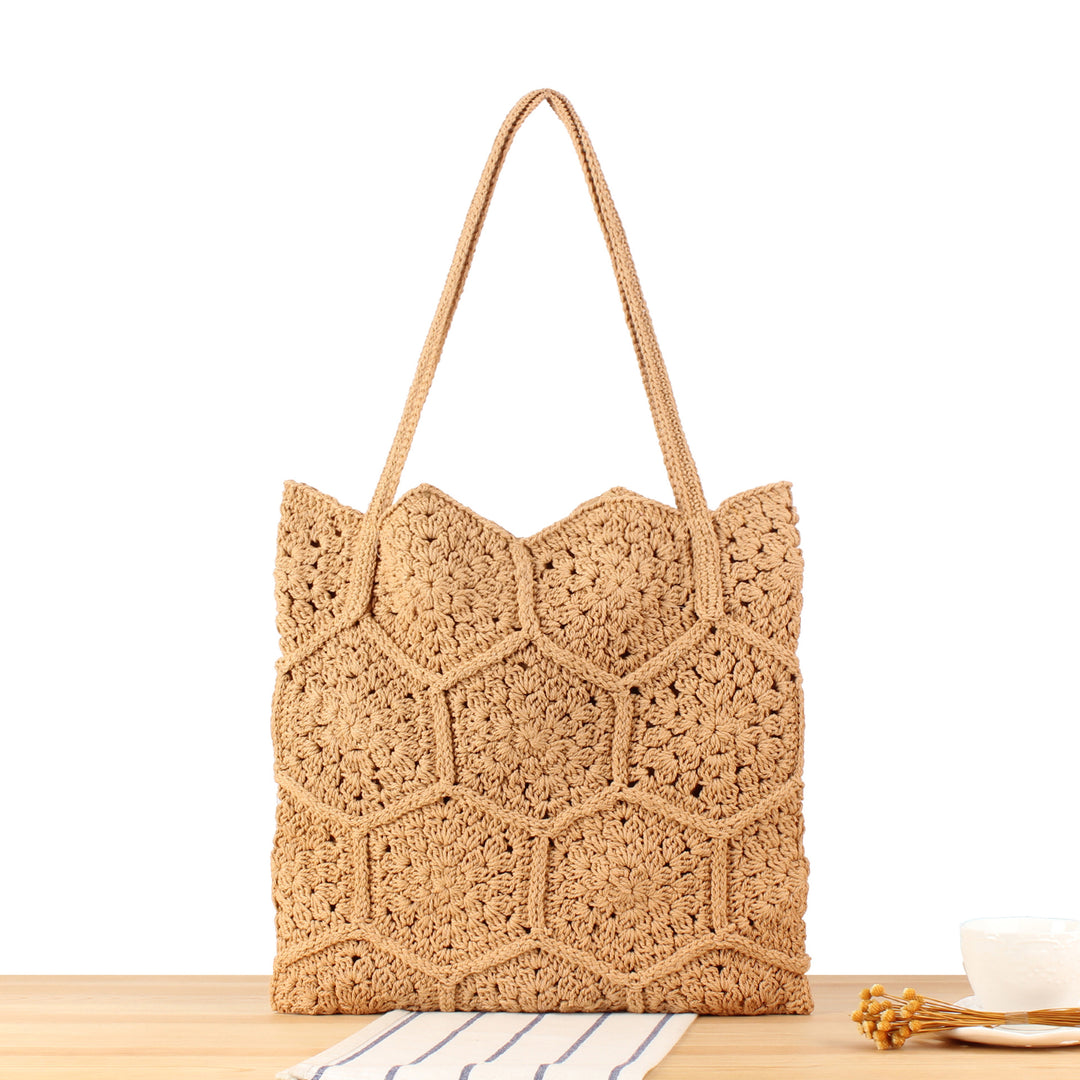 Handcrafted macrame tote bag with unique honeycomb pattern Bowlift