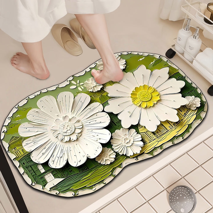Luxurious Floral Design Bath Mat Bowlift