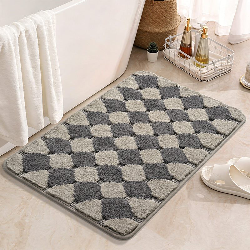 Checkered Pattern Bath Mat
