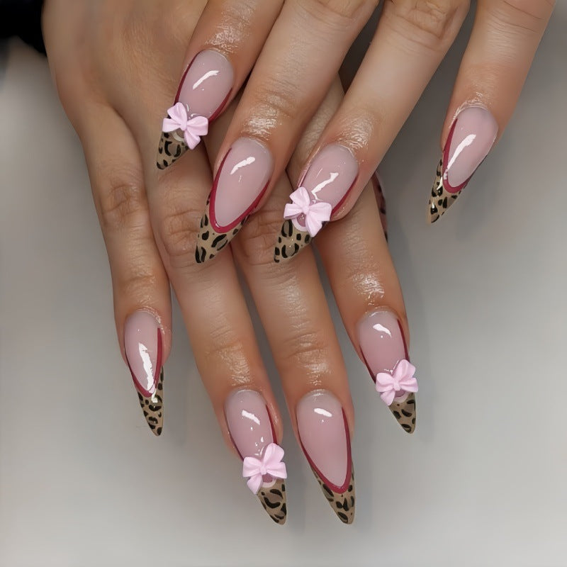 Artistic Stiletto Press-On Nails with Bow Accents Bowlift
