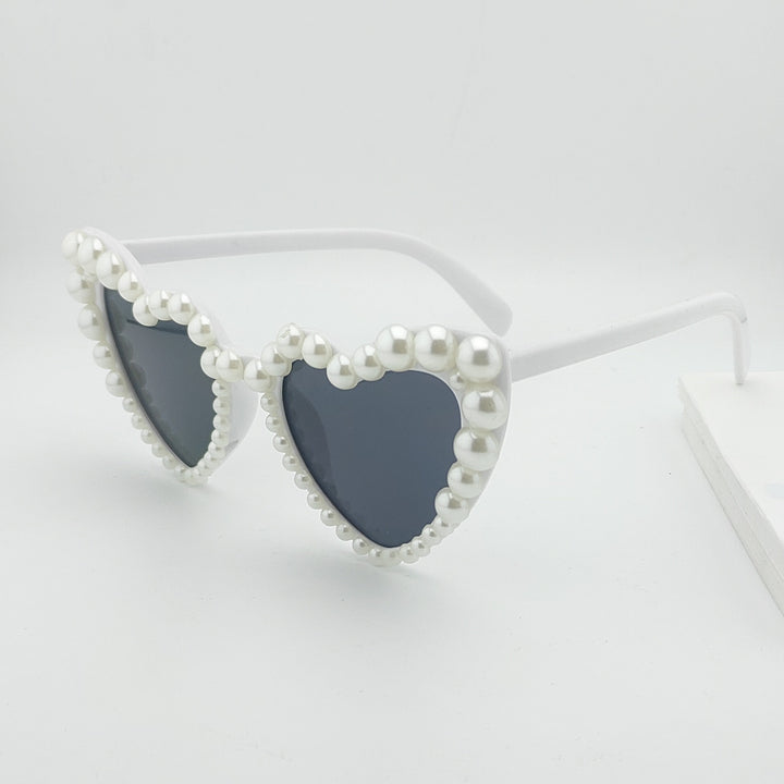 Heart-Shaped Pearl-Accented Sunglasses Bowlift