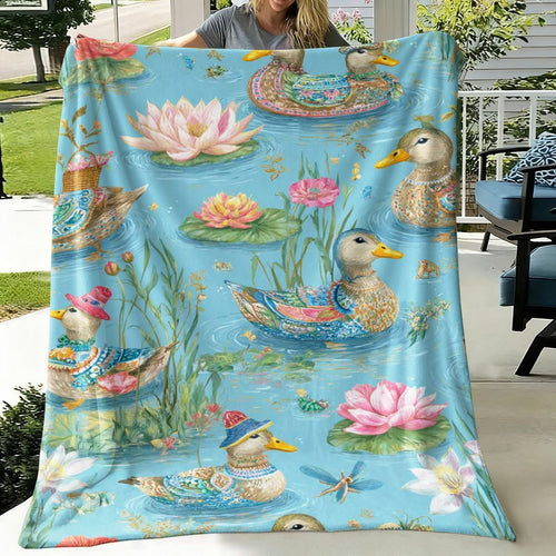 Artistic Duck Print Fleece Throw Blanket