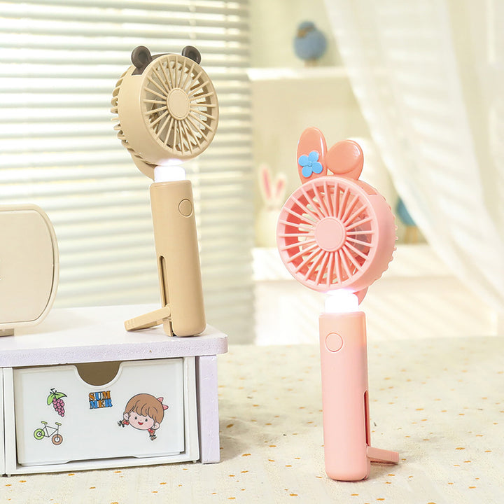 Women Portable Mini Handheld Fan with Light Function Bowlift