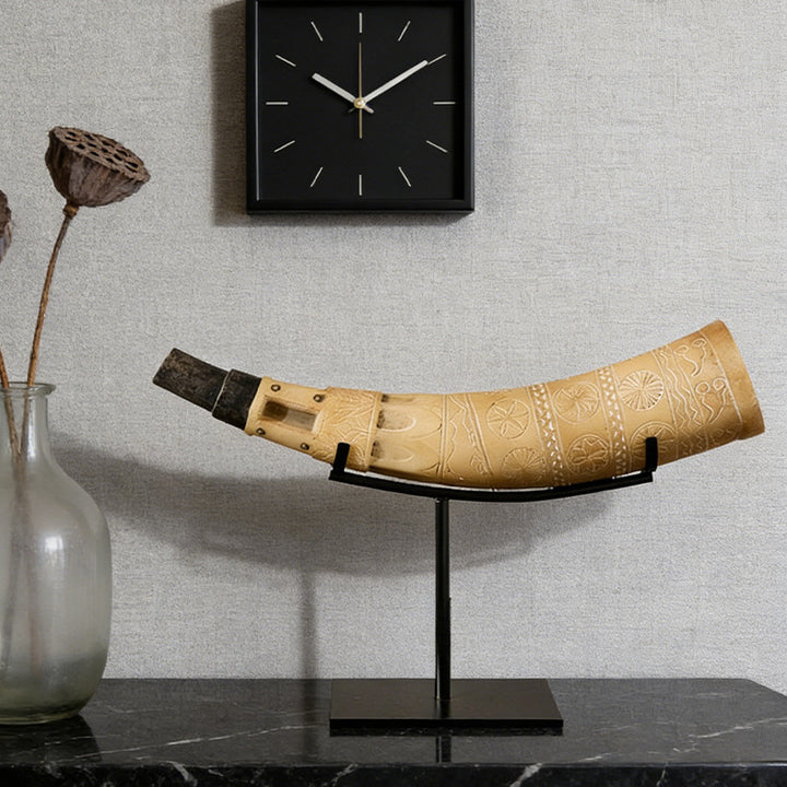 Artisan Carved Decorative Horn Display