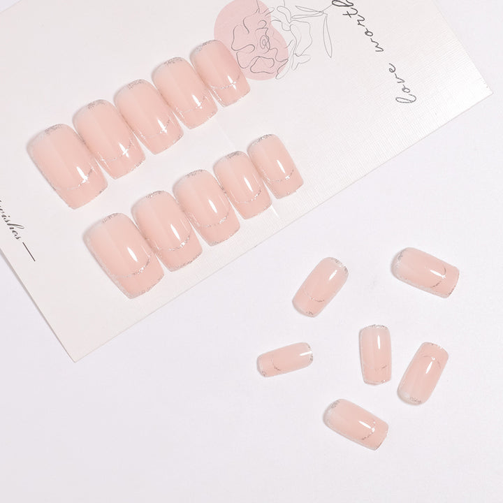 Glittering French Tip Press-On Nails Bowlift