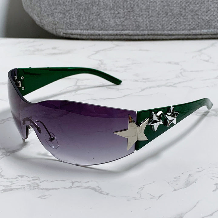 Women's stylish sports sunglasses with half-frame and striking star accents Bowlift