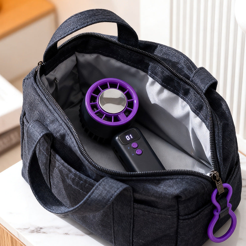 Women Multifunctional Hand Fan with LED Display and USB Charging Function Bowlift