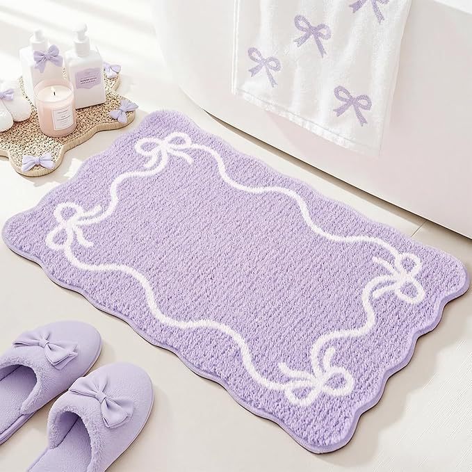 Decorative Bow-Patterned Bathroom Mat