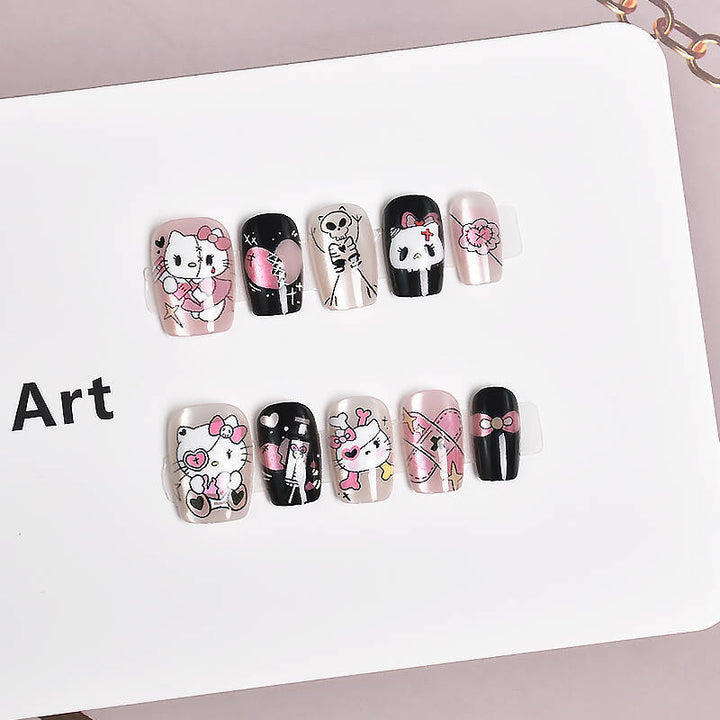 Whimsical Cartoon-Themed Press-On Nail Set Bowlift