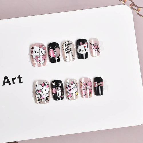 Whimsical Cartoon-Themed Press-On Nail Set Bowlift