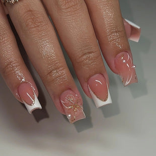 Creative 3D Bow and Pearl Nail Extensions Bowlift