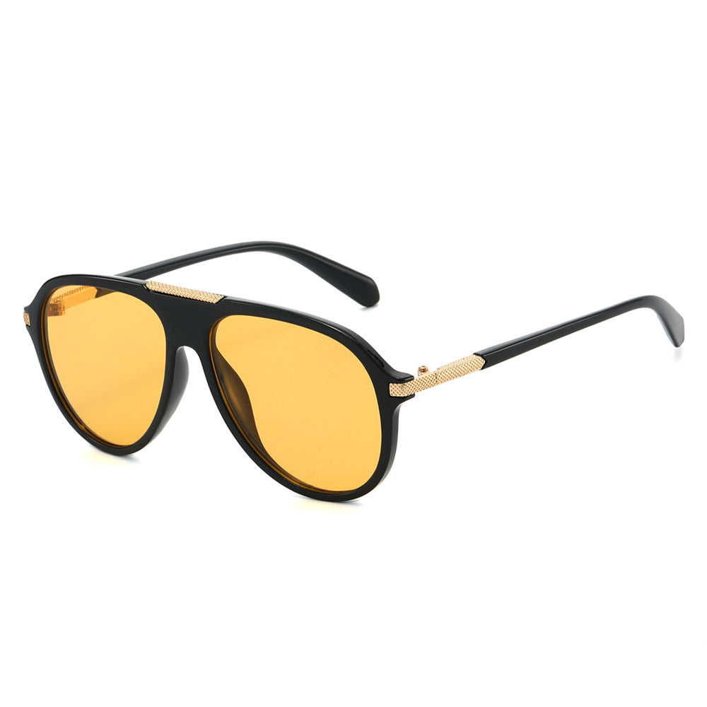 Oversized Aviator Sunglasses with Metallic Accents Bowlift