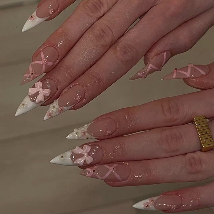 Artful Nail Art with Romantic Bows and Flowers Bowlift
