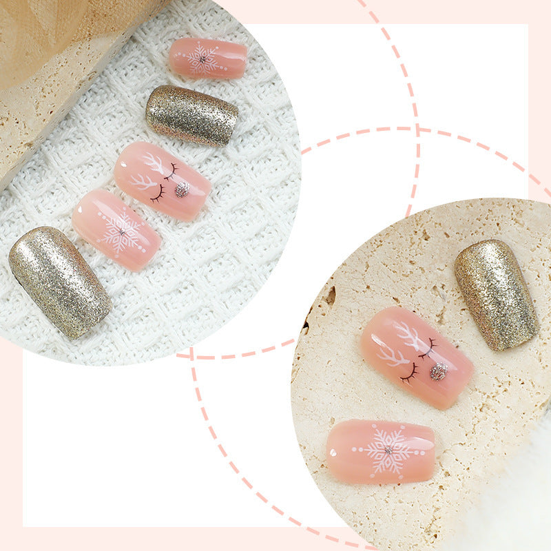 Artificial nail set with sparkling glitter and delicate designs Bowlift