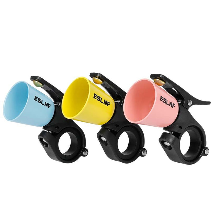 handlebar-mounted bicycle safety horn with universal quick-release clamp Bowlift