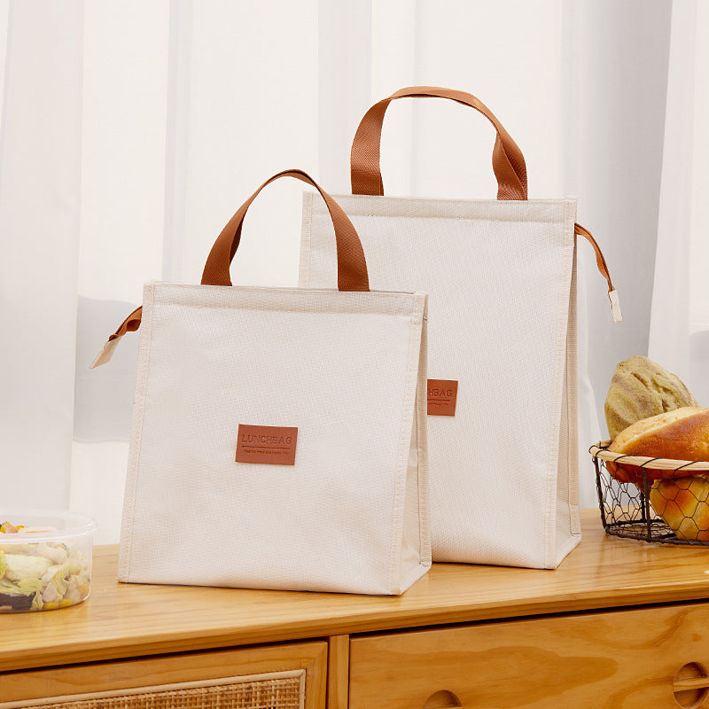 Insulated Canvas Lunch Tote with Dual Handles and Side Pocket Bowlift