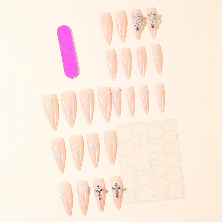 Stiletto Acrylic Nail Art Extensions with Decorative Accents Bowlift