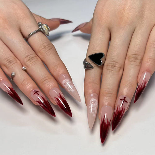 Artful Stiletto Nails with Creative Gradient and Cross-Section Design Bowlift
