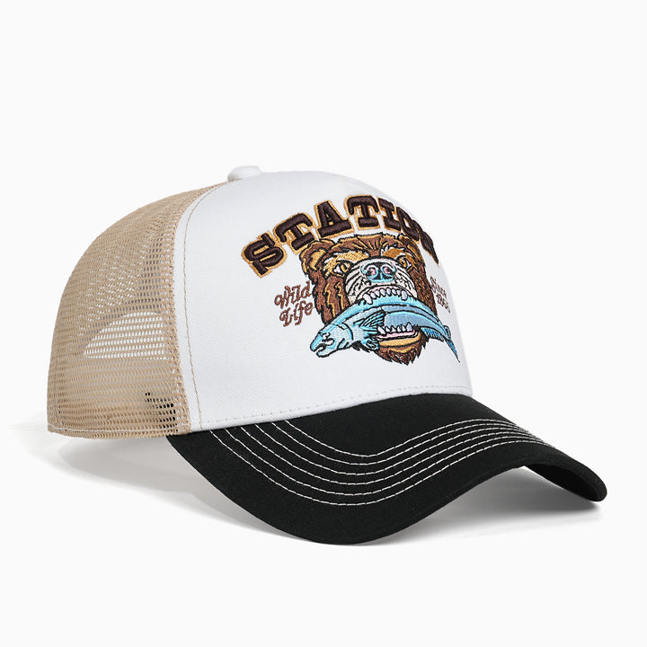 Women Trucker Cap with large embroidery design Bowlift
