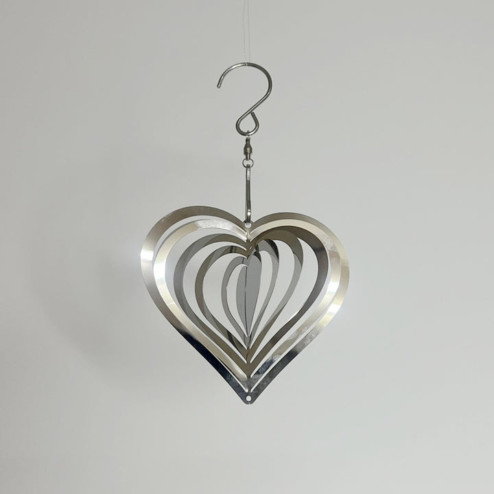 Iridescent Layered Heart Wind Spinner Hanging Suncatcher Bowlift