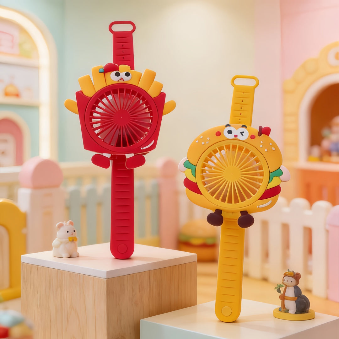 Ladies Portable Hand Fan with Childlike Design Bowlift
