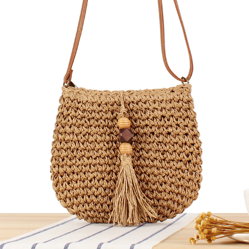 Shoulder bag with Hand-knotted Macramé and Fringes Bowlift