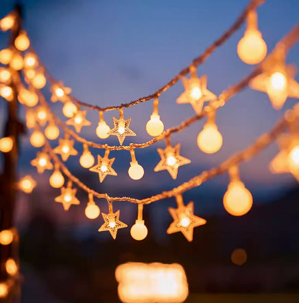 Decorative Outdoor LED Star And Globe String Lights Weather-Resistant Versatile Hanging Garland Bowlift