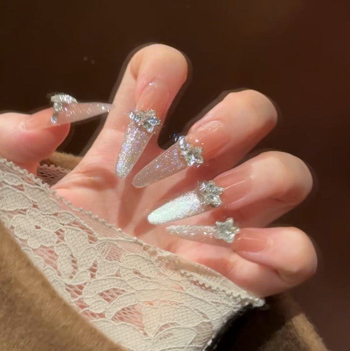 Elegant Floral Design Press-On Nail Extensions Bowlift