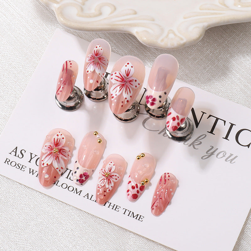 Premium Decorative Floral Press-On Nail Tips Bowlift
