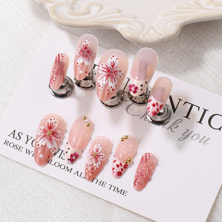 Premium Decorative Floral Press-On Nail Tips Bowlift