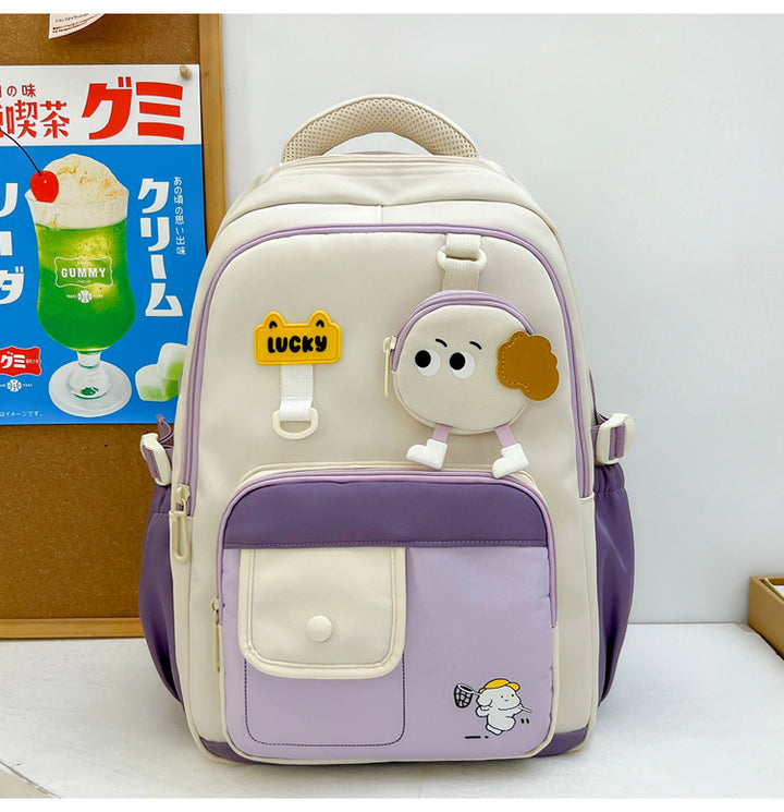 Cute Character-Designed Multi-Pocket School Backpack Bowlift