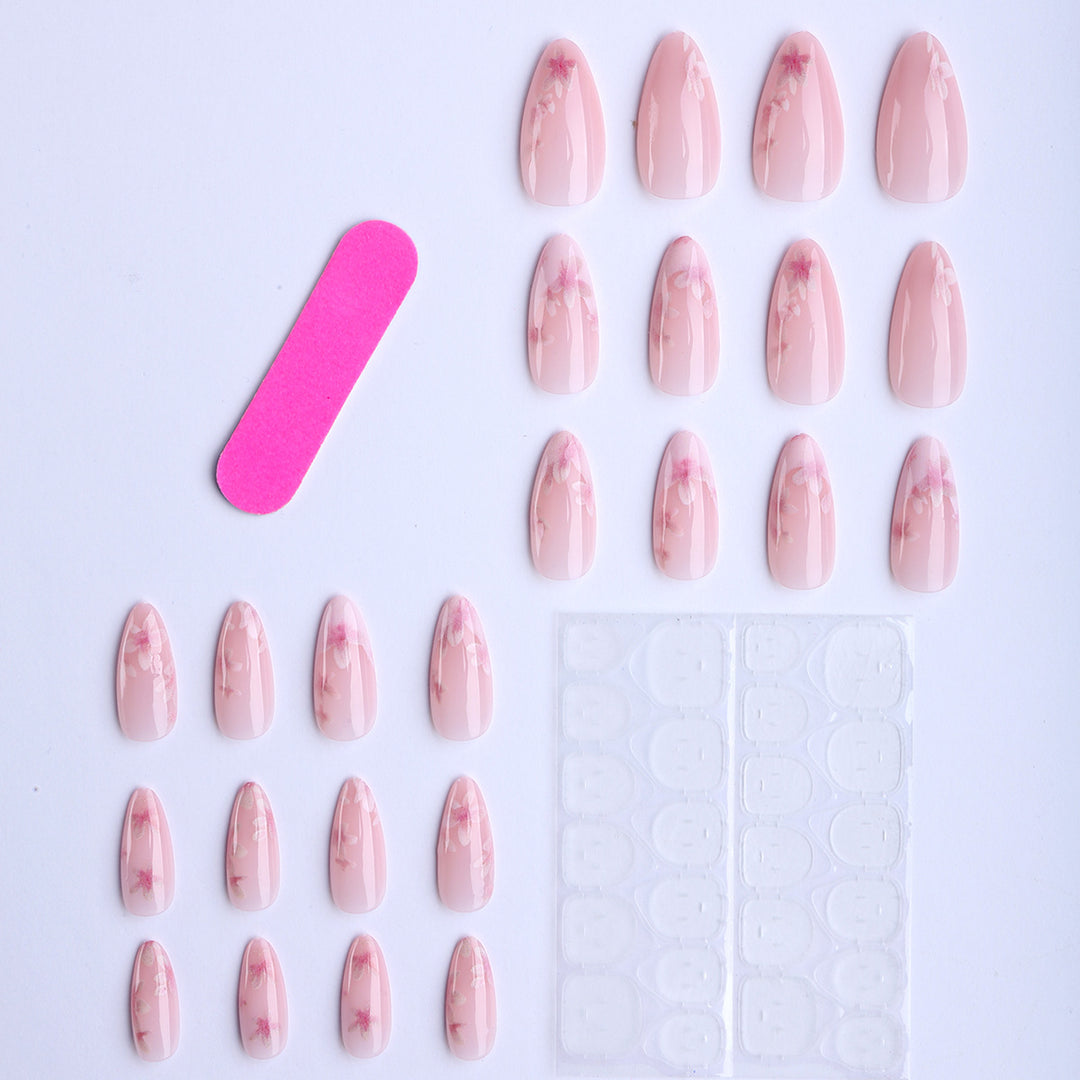 Artificial Nails in Elegant Flower Pattern Bowlift