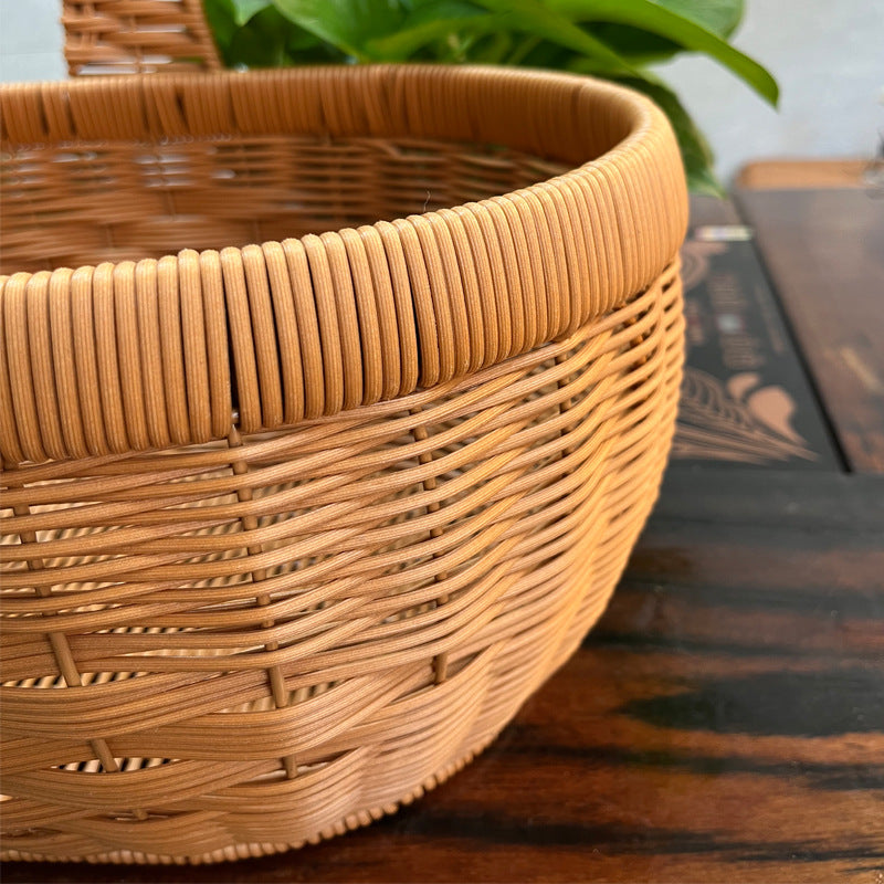 Handcrafted Round Wicker Storage Basket Bowlift