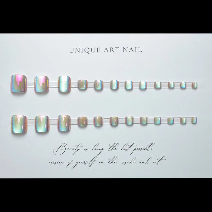 Artistic Holographic Press-On Nail Tips Bowlift