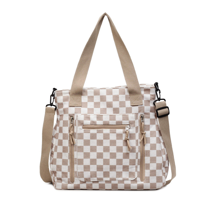 Versatile Checkered Tote Bag Bowlift