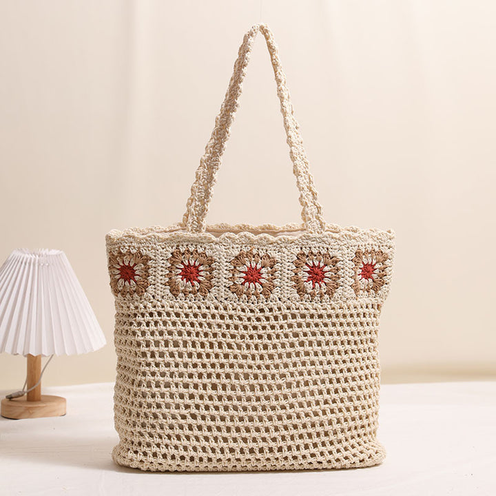 Hand-crocheted beach bag with floral accents Bowlift