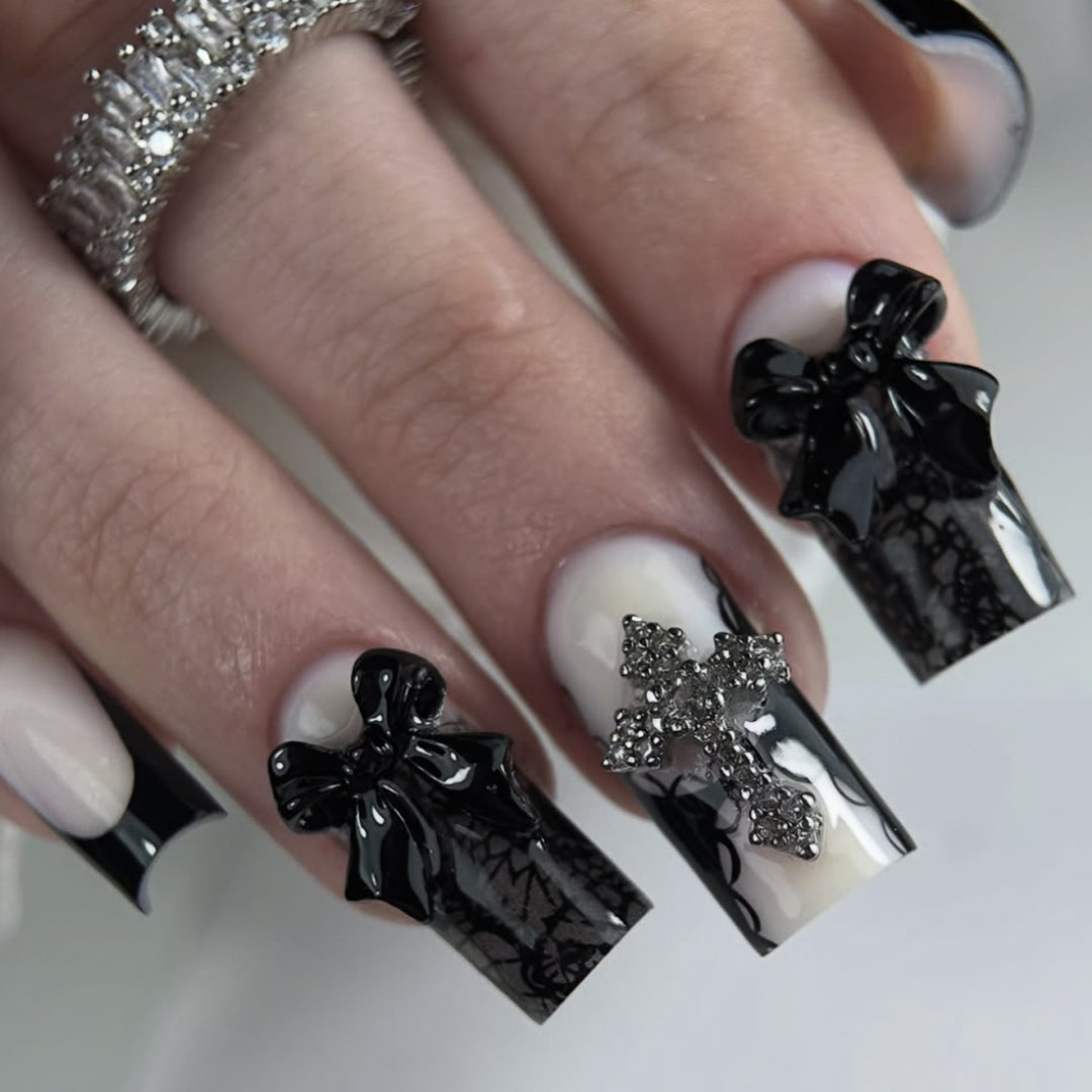Gothic Inspired Stiletto Nail Art Extensions Bowlift