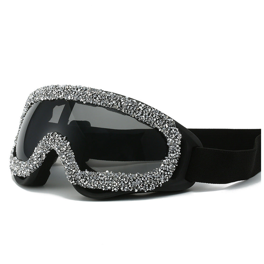 Ladies sporty ski goggles with glamorous crystal embellishments Bowlift