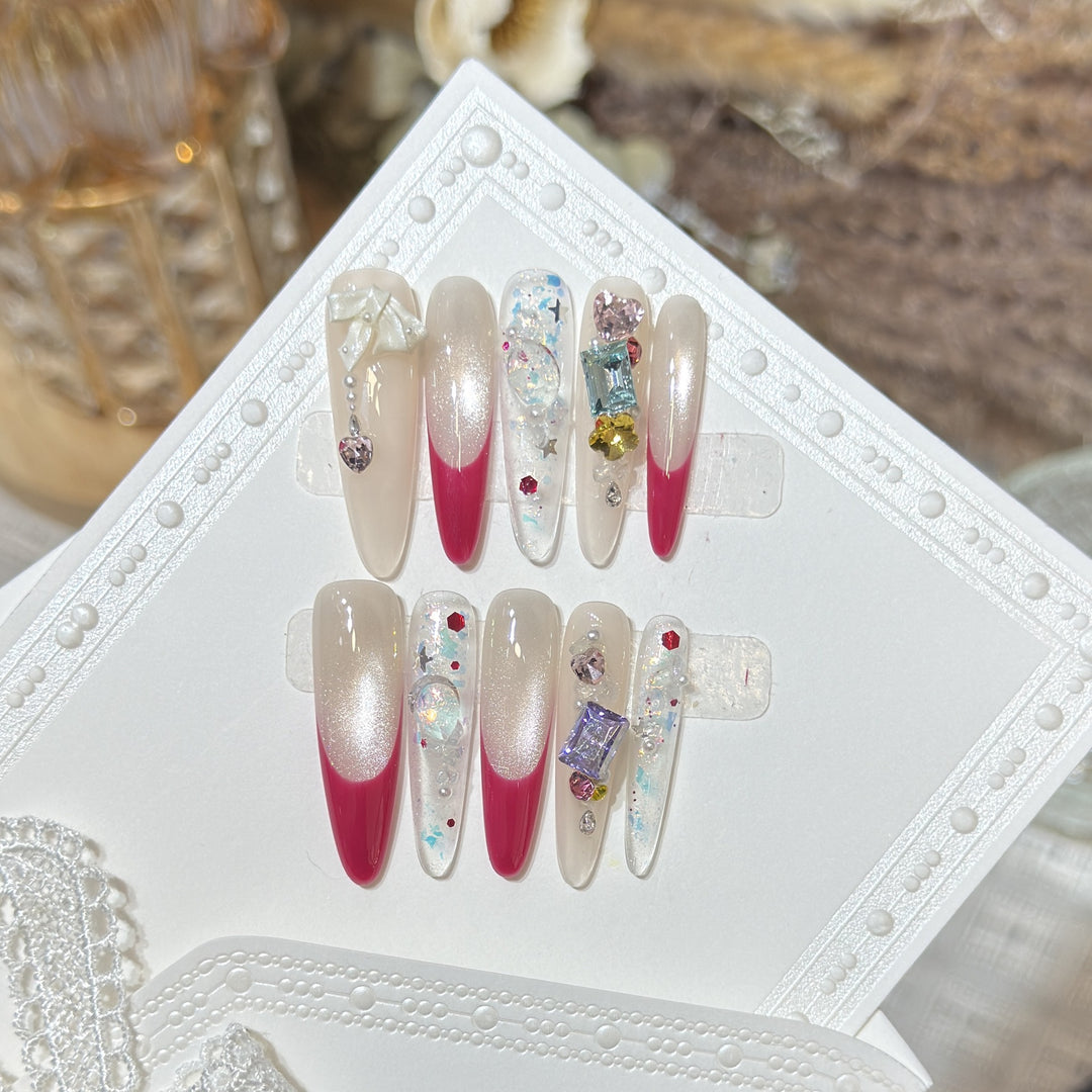 Stylish Decorative Press-On Nail Set Bowlift