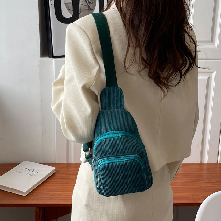 WoMulti-Compartment Corduroy Sling Bag Bowlift
