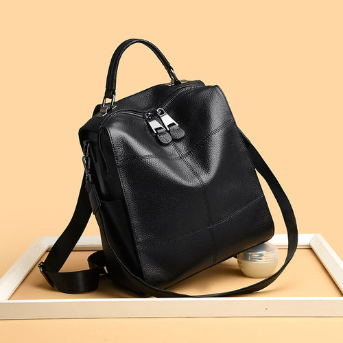 Versatile Multi-Functional Leather Backpack Bowlift